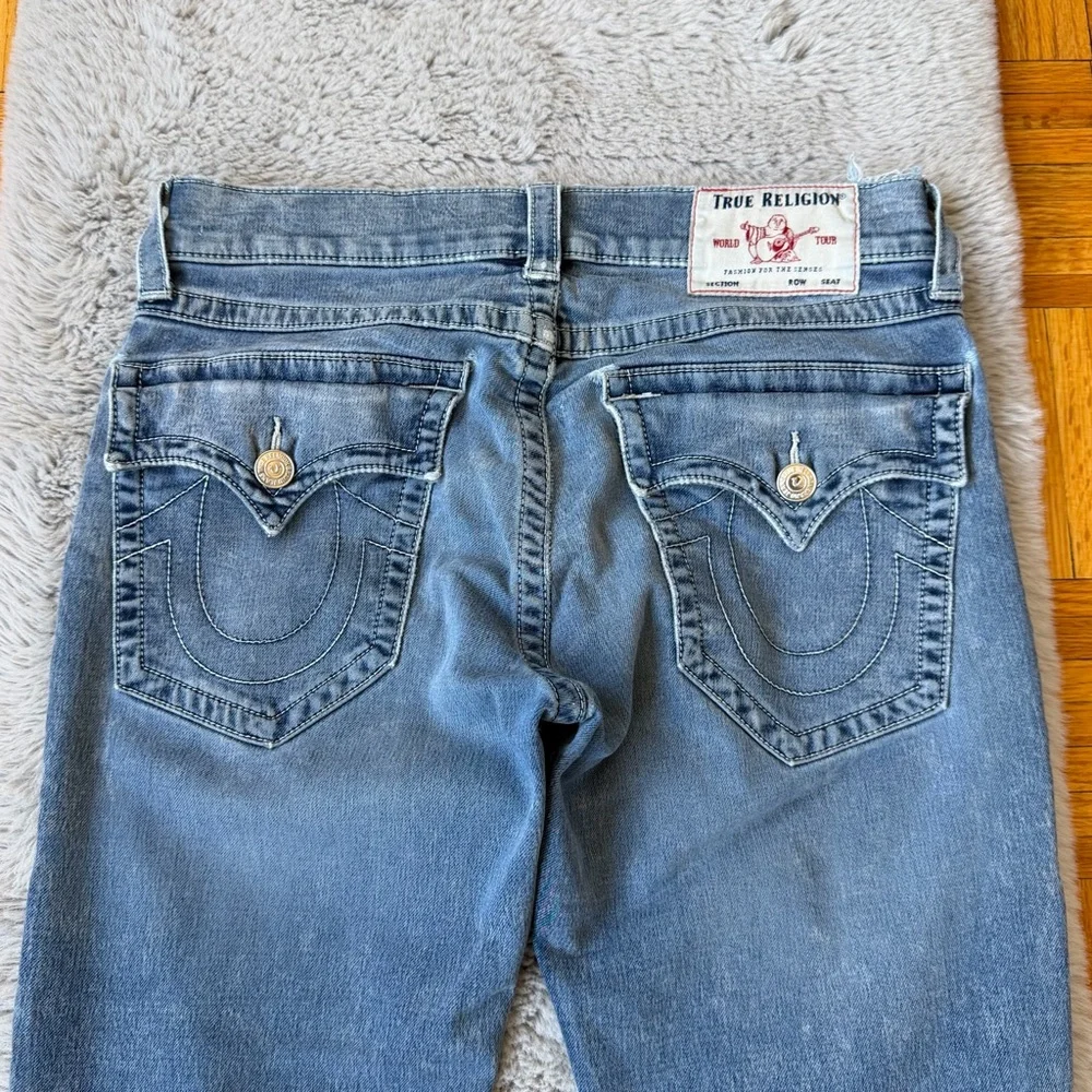 TRUE RELIGION  Geno Relaxed Slim Jeans Mens 32x31 Blue World Tour Horseshoe Flap